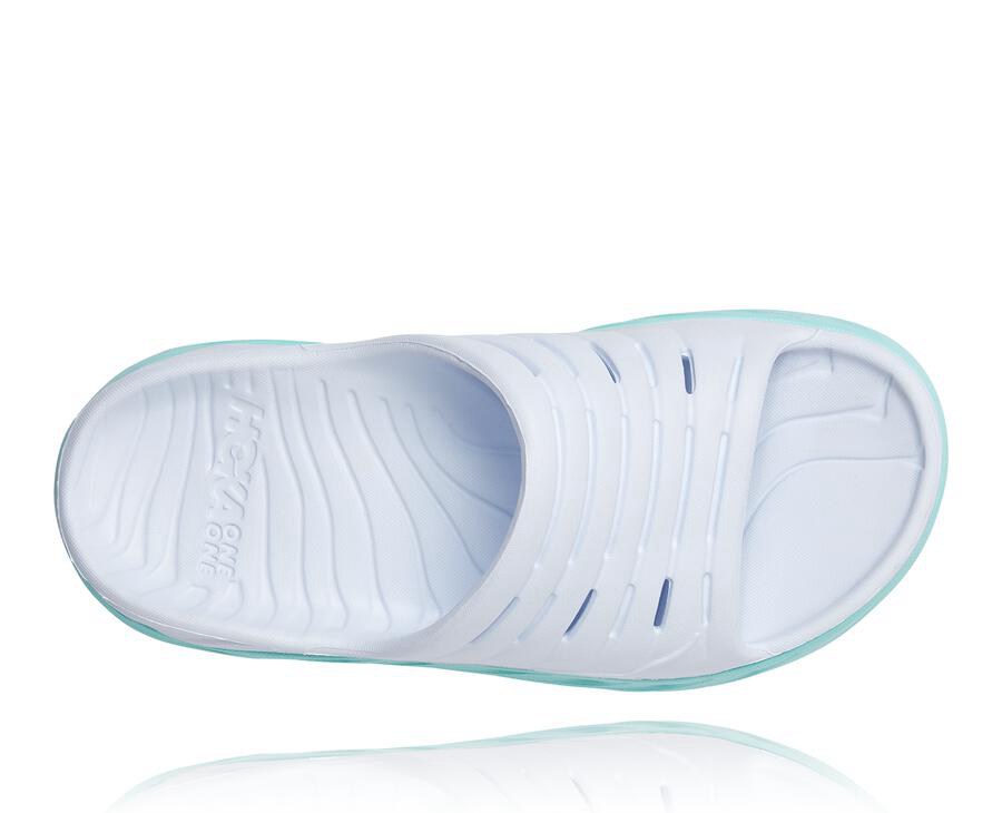 Slide Womens - Hoka One One ORA Recovery - White/Blue - NDTLOAQ-94